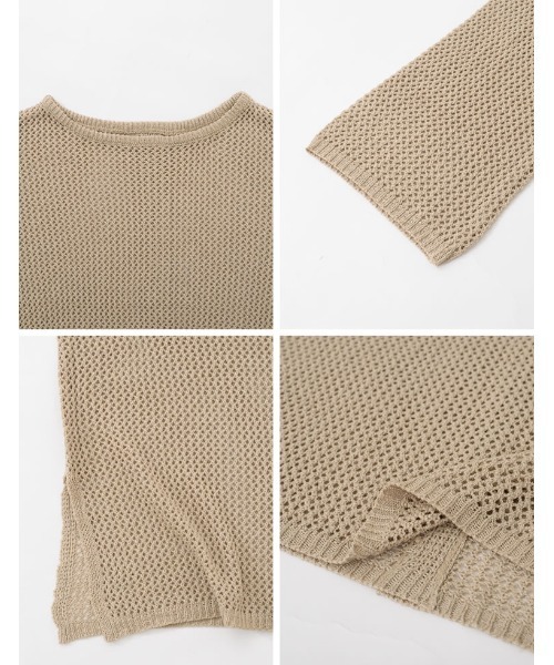 Re:EDIT(リエディ)の「透かし編みワイドスリーブメッシュニット(ニット/セーター・レディース・ブラック/オレンジ/カーキ/ベージュ・LARGE/MEDIUM)」の13枚目の写真