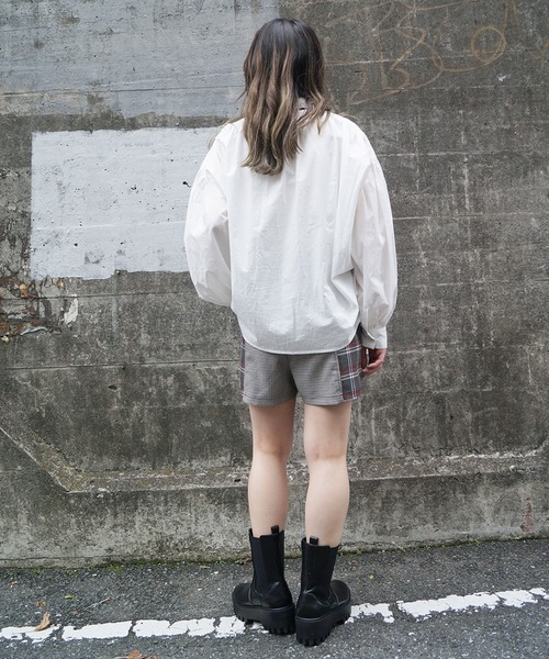 179/WG（イチナナキュウダブルジー）の「切り替えチェックショートパンツ（その他パンツ・レディース・ブラウン/グレー/グリーン・MEDIUM）」の11枚目の写真