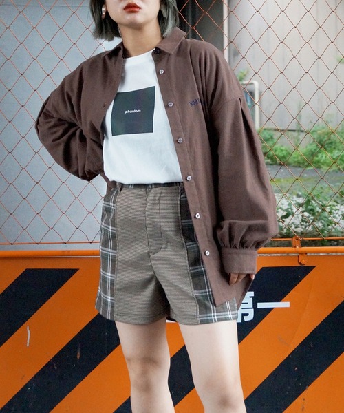 179/WG（イチナナキュウダブルジー）の「切り替えチェックショートパンツ（その他パンツ・レディース・ブラウン/グレー/グリーン・MEDIUM）」の8枚目の写真