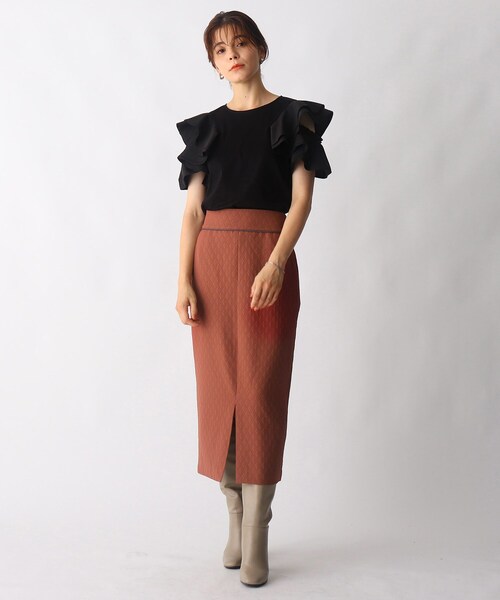 OPAQUE.CLIP（オペークドットクリップ）の「◆配色パイピングJQDタイトスカート（スカート・レディース・ダークオレンジ/ブラック・38/36）」の11枚目の写真