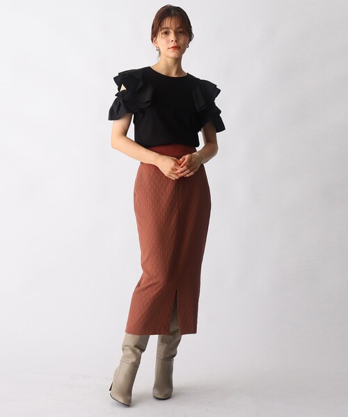 OPAQUE.CLIP（オペークドットクリップ）の「◆配色パイピングJQDタイトスカート（スカート・レディース・ダークオレンジ/ブラック・38/36）」の12枚目の写真