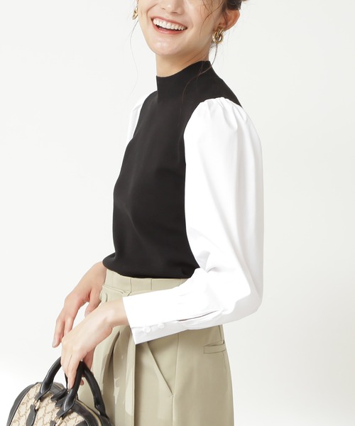 N.(N. Natural Beauty Basic)(エヌエヌナチュラルビューティーベーシック)の「◆総針長袖ドッキングニット(ニット/セーター・レディース・ブラック/ベージュ/グリーン・MEDIUM)」の12枚目の写真