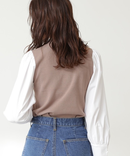 N.(N. Natural Beauty Basic)(エヌエヌナチュラルビューティーベーシック)の「◆総針長袖ドッキングニット(ニット/セーター・レディース・ブラック/ベージュ/グリーン・MEDIUM)」の9枚目の写真