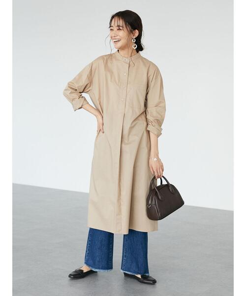 CRAFT STANDARD BOUTIQUE（クラフトスタンダードブティック）の「バンドカラーヘンリーネックワンピース　＊（シャツワンピース・レディース・ブラック/オフホワイト/モカ・FREE）」の7枚目の写真