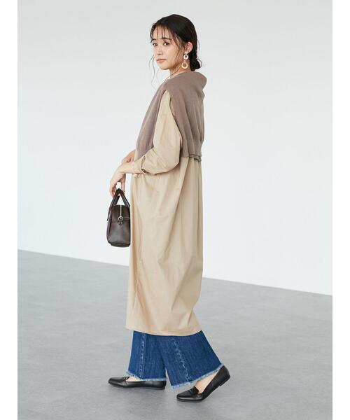 CRAFT STANDARD BOUTIQUE（クラフトスタンダードブティック）の「バンドカラーヘンリーネックワンピース　＊（シャツワンピース・レディース・ブラック/オフホワイト/モカ・FREE）」の8枚目の写真