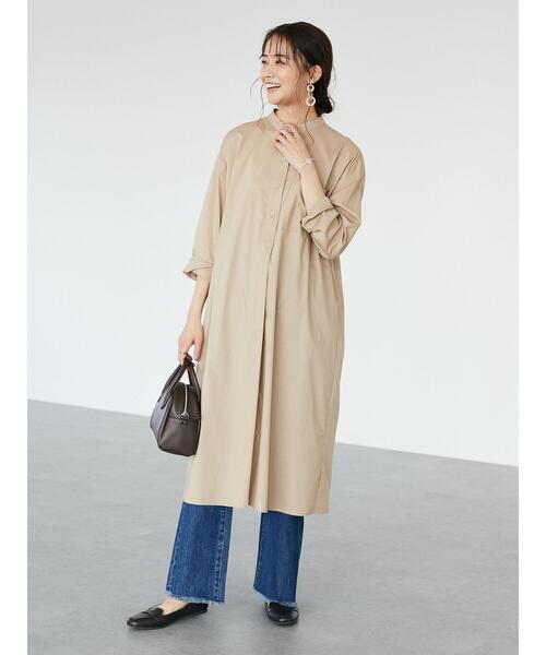 CRAFT STANDARD BOUTIQUE（クラフトスタンダードブティック）の「バンドカラーヘンリーネックワンピース　＊（シャツワンピース・レディース・ブラック/オフホワイト/モカ・FREE）」の11枚目の写真
