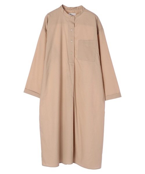 CRAFT STANDARD BOUTIQUE（クラフトスタンダードブティック）の「バンドカラーヘンリーネックワンピース　＊（シャツワンピース・レディース・ブラック/オフホワイト/モカ・FREE）」の4枚目の写真