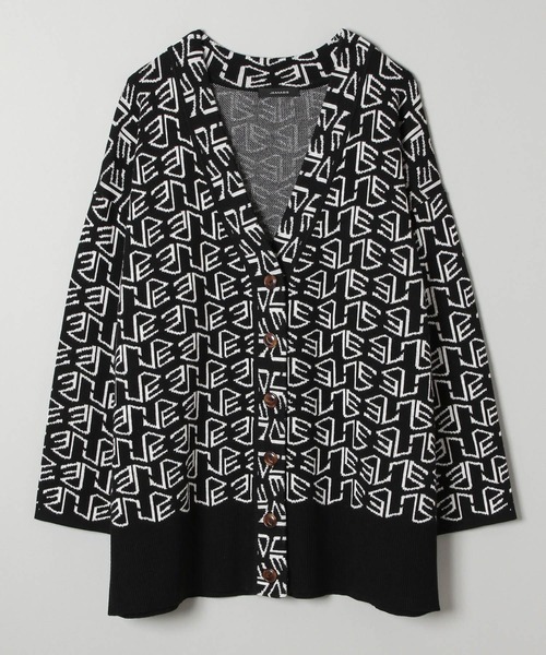 JEANASIS(ジーナシス)の「12GダブルジャガードジオメガラVカーディガン/236948(カーディガン/ボレロ・レディース・ブラック系その他/イエロー系その他/ピンク系その他・FREE)」の2枚目の写真