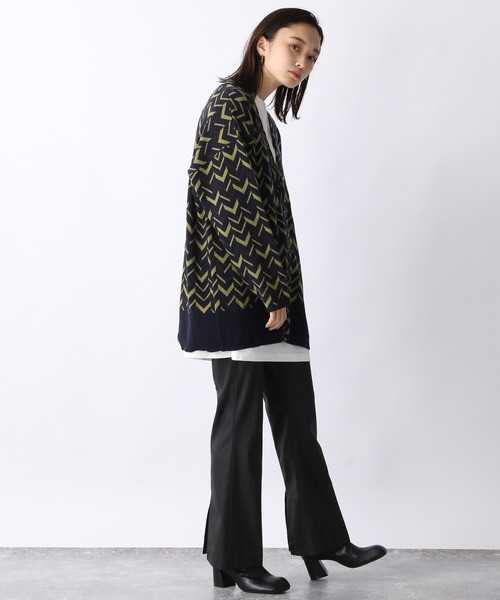 JEANASIS(ジーナシス)の「12GダブルジャガードジオメガラVカーディガン/236948(カーディガン/ボレロ・レディース・ブラック系その他/イエロー系その他/ピンク系その他・FREE)」の5枚目の写真