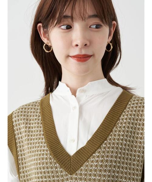 earth music&ecology（アースミュージックアンドエコロジー）の「ショートジャガードニットベスト ＊（ベスト・レディース・ブラウン/カーキ・FREE）」の5枚目の写真