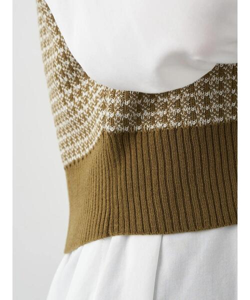 earth music&ecology（アースミュージックアンドエコロジー）の「ショートジャガードニットベスト ＊（ベスト・レディース・ブラウン/カーキ・FREE）」の7枚目の写真