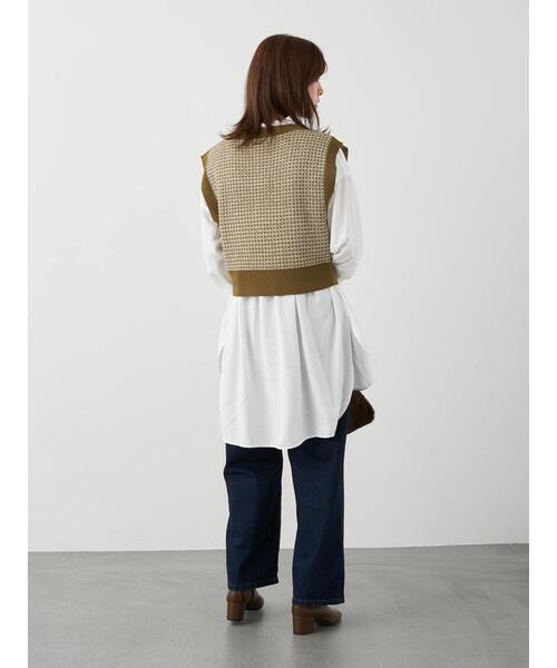 earth music&ecology（アースミュージックアンドエコロジー）の「ショートジャガードニットベスト ＊（ベスト・レディース・ブラウン/カーキ・FREE）」の14枚目の写真