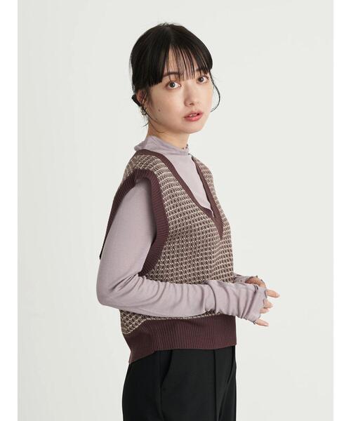 earth music&ecology（アースミュージックアンドエコロジー）の「ショートジャガードニットベスト ＊（ベスト・レディース・ブラウン/カーキ・FREE）」の17枚目の写真