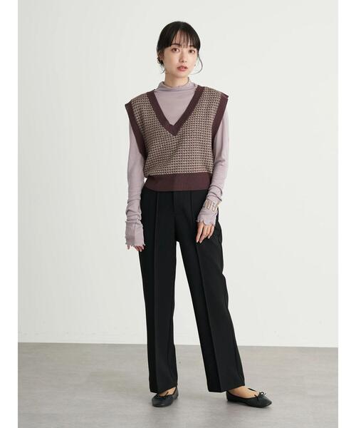 earth music&ecology（アースミュージックアンドエコロジー）の「ショートジャガードニットベスト ＊（ベスト・レディース・ブラウン/カーキ・FREE）」の19枚目の写真