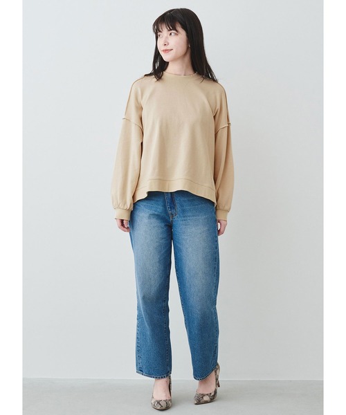 IEDIT(イディット)の「IEDIT USAコットンのゆるシルエットスウェット(スウェット・レディース・ブルー/サンドベージュ・SMALL/MEDIUM/LARGE/X-LARGE/XX-LARGE/XXX-LARGE)」の9枚目の写真