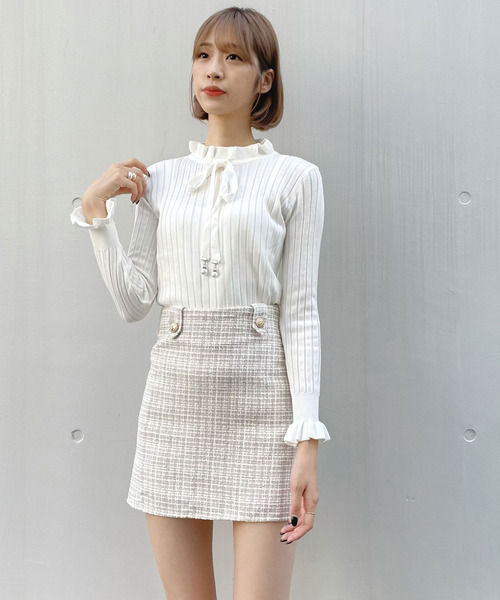 titty＆Co. PETIT（ティティアンドコープティ）の「【titty&Co.PETIT】チェックタブスカパン（スカート・レディース・ホワイト/ブラック/ベージュ/ブルー・SMALL/MEDIUM/LARGE）」の3枚目の写真