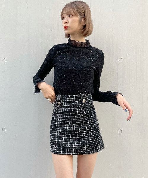 titty＆Co. PETIT（ティティアンドコープティ）の「【titty&Co.PETIT】チェックタブスカパン（スカート・レディース・ホワイト/ブラック/ベージュ/ブルー・SMALL/MEDIUM/LARGE）」の2枚目の写真