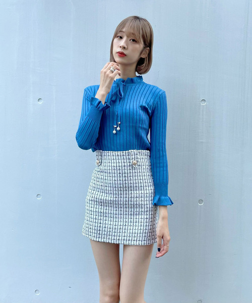 titty＆Co. PETIT（ティティアンドコープティ）の「【titty&Co.PETIT】チェックタブスカパン（スカート・レディース・ホワイト/ブラック/ベージュ/ブルー・SMALL/MEDIUM/LARGE）」の6枚目の写真