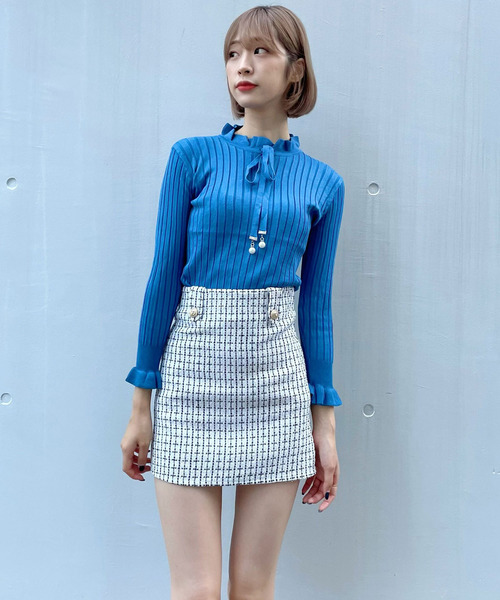 titty＆Co. PETIT（ティティアンドコープティ）の「【titty&Co.PETIT】チェックタブスカパン（スカート・レディース・ホワイト/ブラック/ベージュ/ブルー・SMALL/MEDIUM/LARGE）」の7枚目の写真