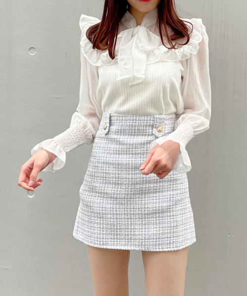 titty＆Co. PETIT（ティティアンドコープティ）の「【titty&Co.PETIT】チェックタブスカパン（スカート・レディース・ホワイト/ブラック/ベージュ/ブルー・SMALL/MEDIUM/LARGE）」の10枚目の写真