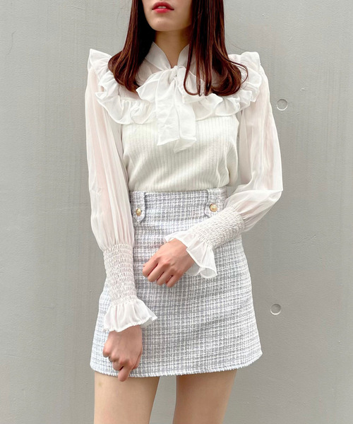 titty＆Co. PETIT（ティティアンドコープティ）の「【titty&Co.PETIT】チェックタブスカパン（スカート・レディース・ホワイト/ブラック/ベージュ/ブルー・SMALL/MEDIUM/LARGE）」の9枚目の写真