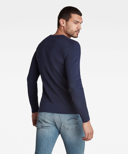 G-STAR（ジースター）の「LOGO STRUCTURE R KNIT（ニット/セーター・メンズ・ダークブルー/ブラウン系その他・SMALL/X-LARGE/LARGE/X-SMALL/MEDIUM）」の4枚目の写真