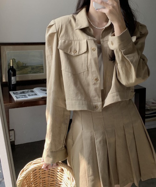 mood for a day(ムードフォーアデイ)の「precious jacket / クロップドパフジャケット(セットアップ・レディース・ベージュ・FREE)」の16枚目の写真