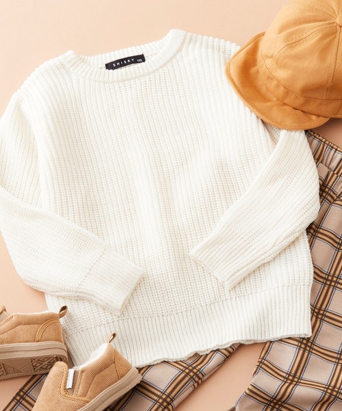 SHISKY（シスキー）の「SHISKY / シスキー 7G畦編み レギュラーシルエット クルーネック/ハイネック ニット 長袖 キッズ（ニット/セーター・キッズ・ブラウン系その他4/ベージュ系その他3/グレー系その他4/グレー系その他2/ブラウン系その他/ベージュ系その他/チャコール/ベージュ/ブラック系その他/ブラウン系その他2/ブラウン系その他6/ブラック/杢グレー/ブラウン系その他3/アイボリー/グレー系その他3/ブラウン/モカ/ブラウン系その他5/グレー系その他・160/120/110/150/140/130）」の2枚目の写真