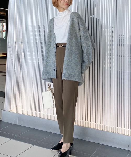 mysty woman（ミスティウーマン）の「メランジシャギーカラーカーディガン 239014（カーディガン/ボレロ・レディース・ライトグレー/グレイッシュブルー/ライトオレンジ系/イエロー/ピンク系・FREE）」の18枚目の写真