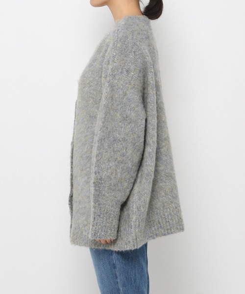 mysty woman（ミスティウーマン）の「メランジシャギーカラーカーディガン 239014（カーディガン/ボレロ・レディース・ライトグレー/グレイッシュブルー/ライトオレンジ系/イエロー/ピンク系・FREE）」の9枚目の写真