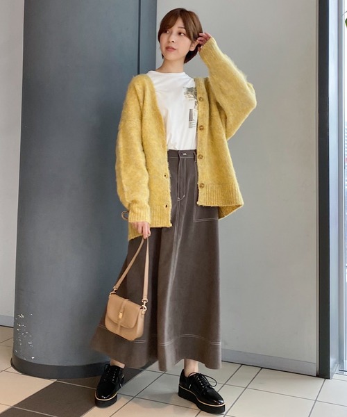 mysty woman（ミスティウーマン）の「メランジシャギーカラーカーディガン 239014（カーディガン/ボレロ・レディース・ライトグレー/グレイッシュブルー/ライトオレンジ系/イエロー/ピンク系・FREE）」の20枚目の写真