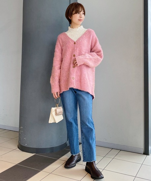 mysty woman（ミスティウーマン）の「メランジシャギーカラーカーディガン 239014（カーディガン/ボレロ・レディース・ライトグレー/グレイッシュブルー/ライトオレンジ系/イエロー/ピンク系・FREE）」の22枚目の写真