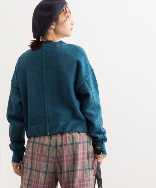 POU DOU DOU(プードゥドゥ)の「カラーショートニットカーディガン(カーディガン/ボレロ・レディース・ネイビー/ピンク/キナリ/オレンジ/ブルー・3)」の7枚目の写真