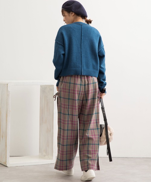 POU DOU DOU(プードゥドゥ)の「カラーショートニットカーディガン(カーディガン/ボレロ・レディース・ネイビー/ピンク/キナリ/オレンジ/ブルー・3)」の10枚目の写真