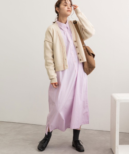 POU DOU DOU(プードゥドゥ)の「カラーショートニットカーディガン(カーディガン/ボレロ・レディース・ネイビー/ピンク/キナリ/オレンジ/ブルー・3)」の17枚目の写真