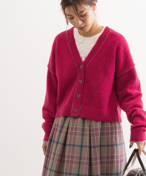 POU DOU DOU(プードゥドゥ)の「カラーショートニットカーディガン(カーディガン/ボレロ・レディース・ネイビー/ピンク/キナリ/オレンジ/ブルー・3)」の19枚目の写真