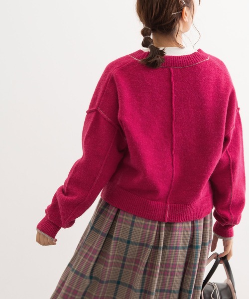 POU DOU DOU(プードゥドゥ)の「カラーショートニットカーディガン(カーディガン/ボレロ・レディース・ネイビー/ピンク/キナリ/オレンジ/ブルー・3)」の20枚目の写真