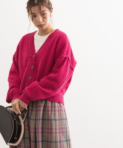 POU DOU DOU(プードゥドゥ)の「カラーショートニットカーディガン(カーディガン/ボレロ・レディース・ネイビー/ピンク/キナリ/オレンジ/ブルー・3)」の21枚目の写真