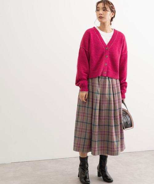 POU DOU DOU(プードゥドゥ)の「カラーショートニットカーディガン(カーディガン/ボレロ・レディース・ネイビー/ピンク/キナリ/オレンジ/ブルー・3)」の22枚目の写真