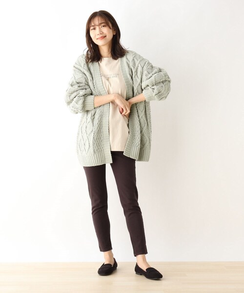 SHOO・LA・RUE（シューラルー）の「◆ざっくりモールケーブルカーディガン（カーディガン/ボレロ・レディース・オリーブ/アイボリー/ブラウン系その他/グレー系その他・00）」の7枚目の写真