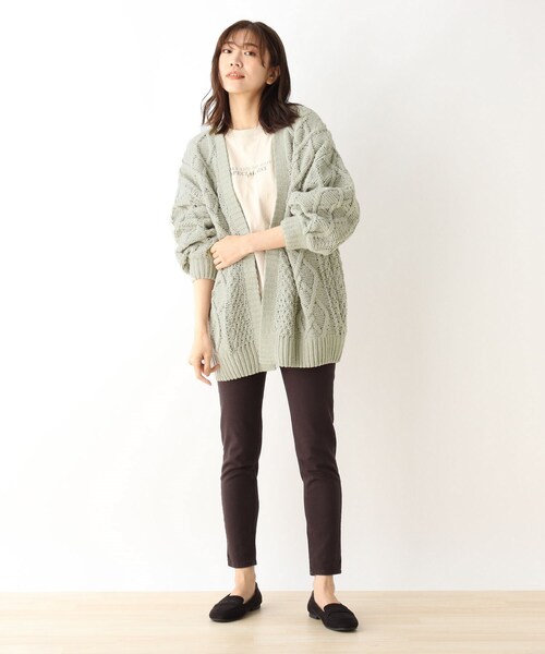 SHOO・LA・RUE（シューラルー）の「◆ざっくりモールケーブルカーディガン（カーディガン/ボレロ・レディース・オリーブ/アイボリー/ブラウン系その他/グレー系その他・00）」の8枚目の写真