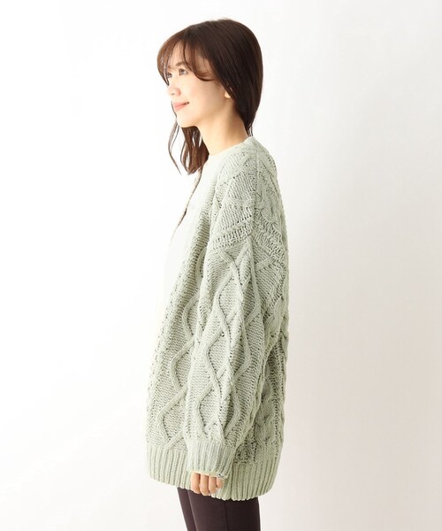 SHOO・LA・RUE（シューラルー）の「◆ざっくりモールケーブルカーディガン（カーディガン/ボレロ・レディース・オリーブ/アイボリー/ブラウン系その他/グレー系その他・00）」の9枚目の写真