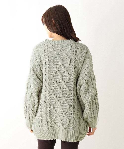 SHOO・LA・RUE（シューラルー）の「◆ざっくりモールケーブルカーディガン（カーディガン/ボレロ・レディース・オリーブ/アイボリー/ブラウン系その他/グレー系その他・00）」の10枚目の写真