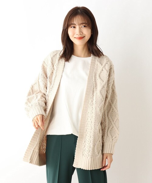 SHOO・LA・RUE（シューラルー）の「◆ざっくりモールケーブルカーディガン（カーディガン/ボレロ・レディース・オリーブ/アイボリー/ブラウン系その他/グレー系その他・00）」の16枚目の写真
