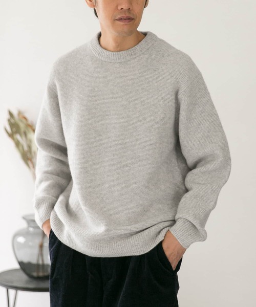 URBAN RESEARCH DOORS(アーバンリサーチドアーズ)の「ハミルトンウールガーター編みニット(ニット/セーター・メンズ・ブラック/ベージュ/ネイビー/イエロー/オートミール・40/38)」の3枚目の写真