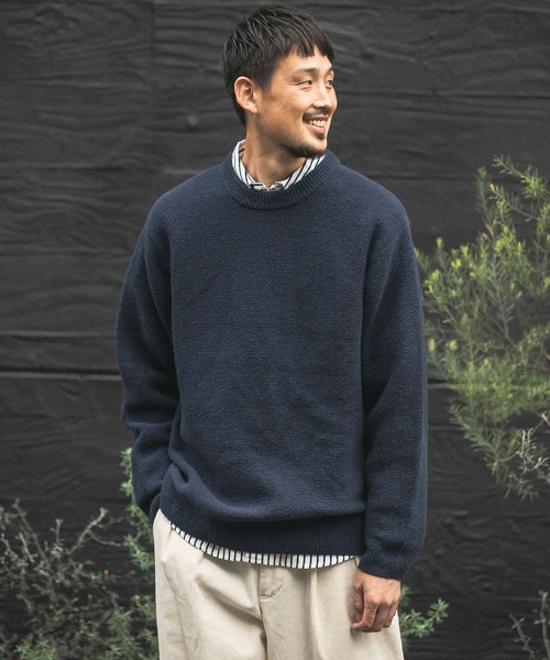 URBAN RESEARCH DOORS(アーバンリサーチドアーズ)の「ハミルトンウールガーター編みニット(ニット/セーター・メンズ・ブラック/ベージュ/ネイビー/イエロー/オートミール・40/38)」の4枚目の写真