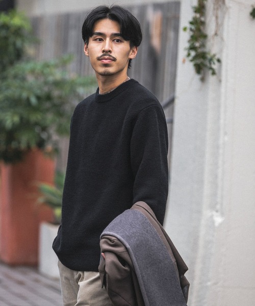 URBAN RESEARCH DOORS(アーバンリサーチドアーズ)の「ハミルトンウールガーター編みニット(ニット/セーター・メンズ・ブラック/ベージュ/ネイビー/イエロー/オートミール・40/38)」の1枚目の写真