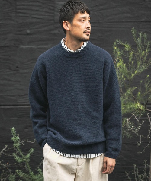 URBAN RESEARCH DOORS(アーバンリサーチドアーズ)の「ハミルトンウールガーター編みニット(ニット/セーター・メンズ・ブラック/ベージュ/ネイビー/イエロー/オートミール・40/38)」の6枚目の写真