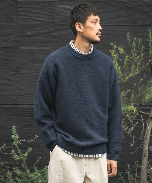 URBAN RESEARCH DOORS(アーバンリサーチドアーズ)の「ハミルトンウールガーター編みニット(ニット/セーター・メンズ・ブラック/ベージュ/ネイビー/イエロー/オートミール・40/38)」の7枚目の写真