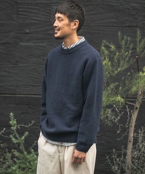 URBAN RESEARCH DOORS(アーバンリサーチドアーズ)の「ハミルトンウールガーター編みニット(ニット/セーター・メンズ・ブラック/ベージュ/ネイビー/イエロー/オートミール・40/38)」の8枚目の写真